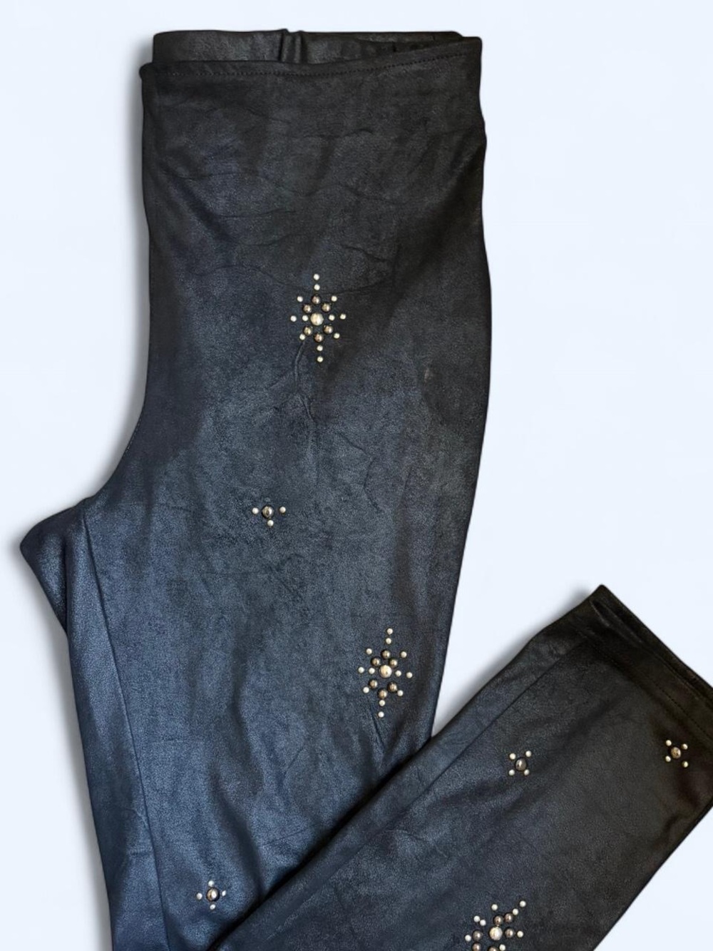 Free People Black Embellished Women's Faux Leather Leggings
